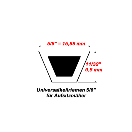 Universalkeilriemen für Rasentraktoren Breite=15,88 mm Länge=635,00 Typ 5L