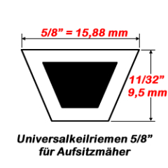 Universalkeilriemen für Rasentraktoren Breite=15,88 mm...